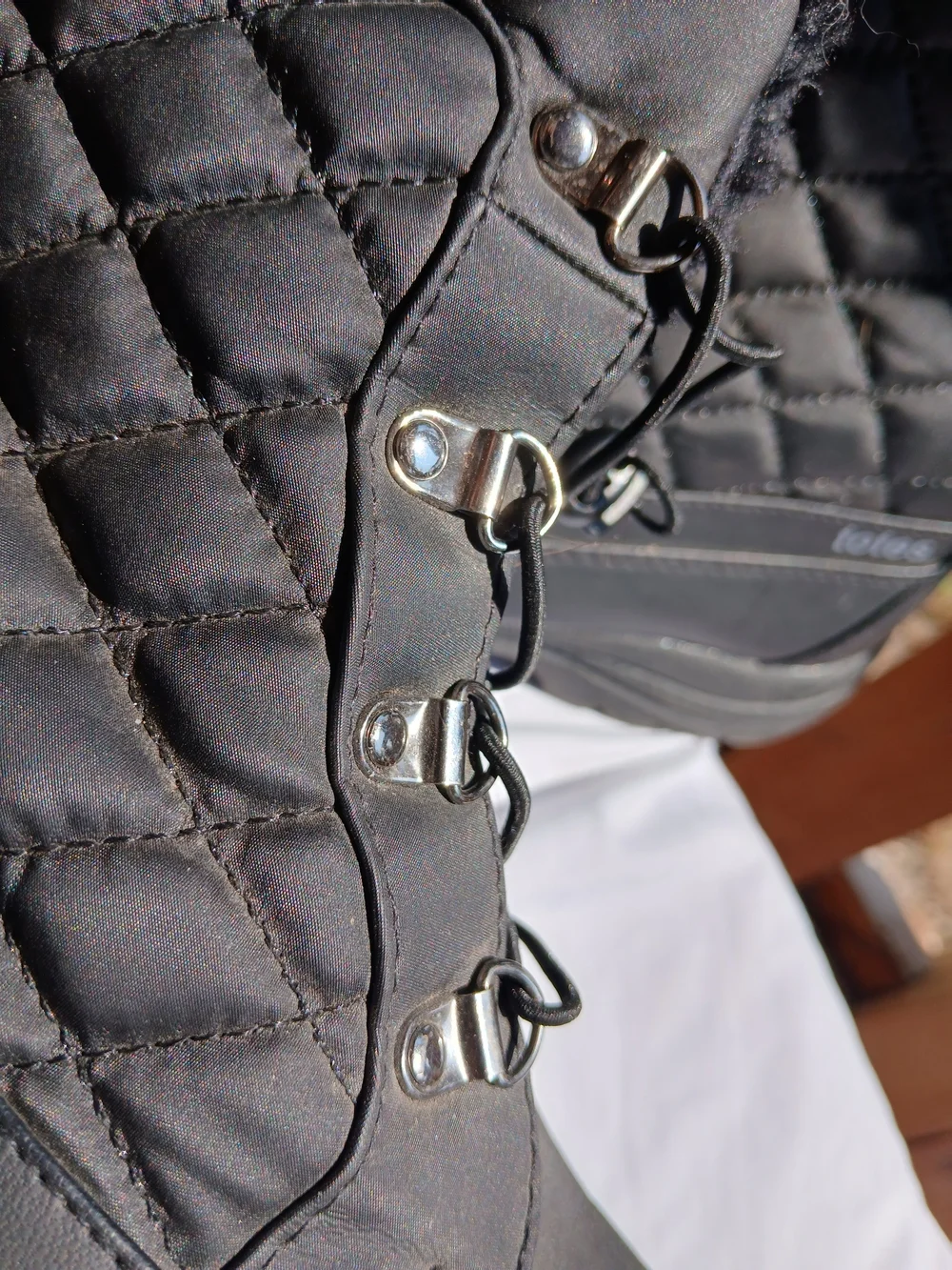 totes Quilted Faux-Fur Lace-Up Winter Boots - Black